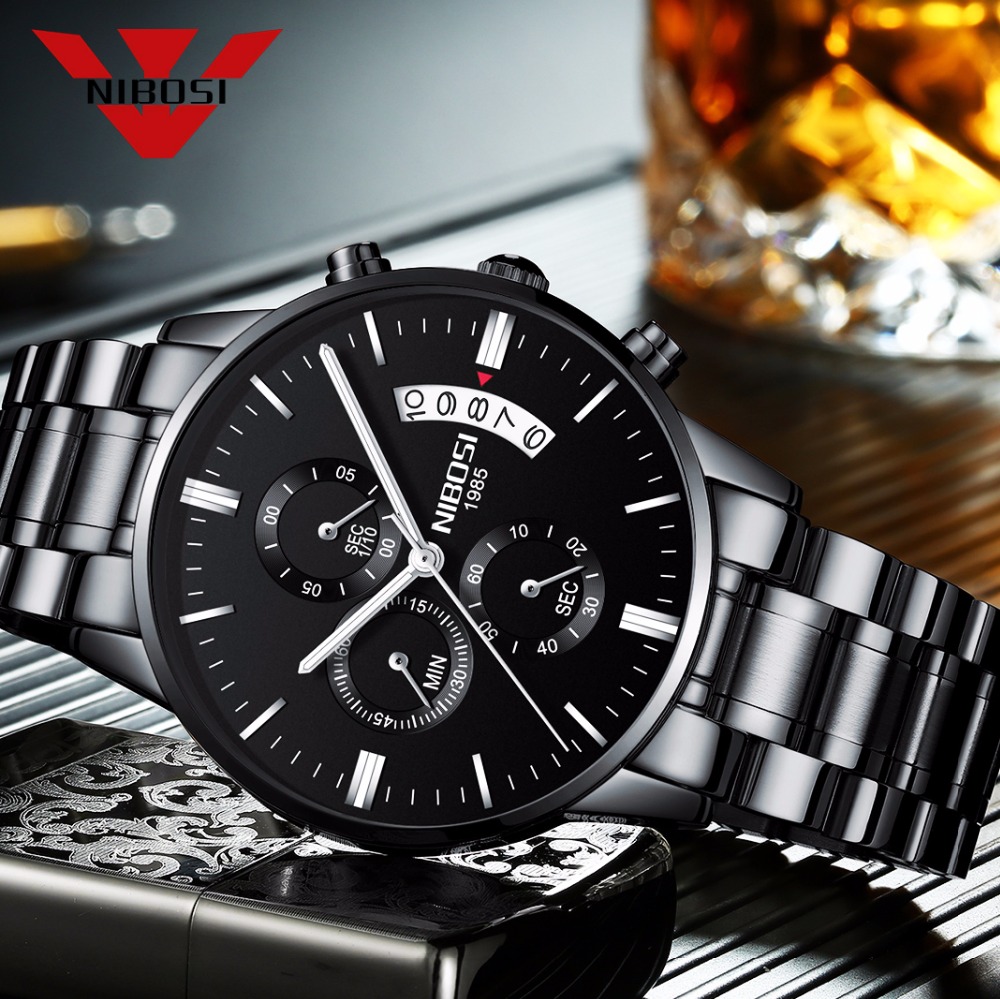 Luxury Watch Top 10 - NIBOSI acier inoxydable montre à Quartz