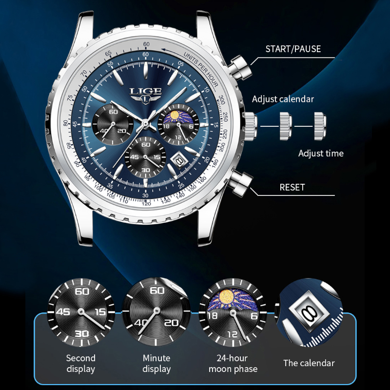 LIGE-Montre à quartz en acier  - Luxury Watch Investment avis et prix